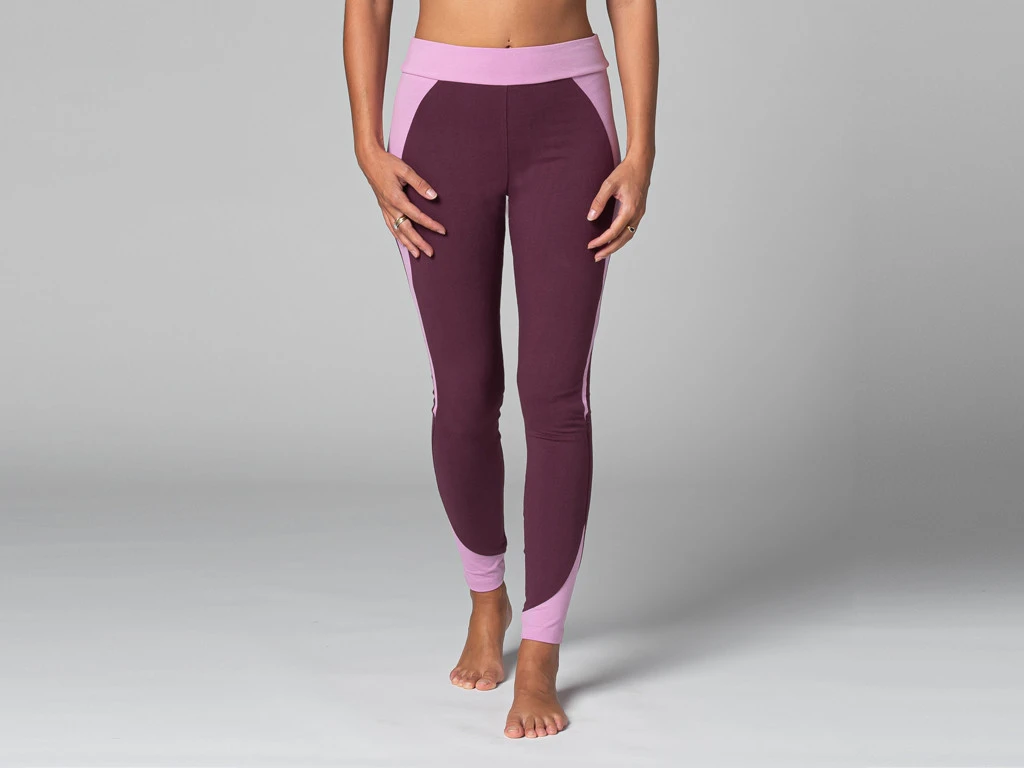 Legging De Yoga Bi-colore - Bio Prune Prune XS - 36 2 Legging De Yoga Bi-colore - Bio Prune Prune XS - 36 – Image 2