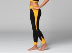 Legging De Yoga Bi-colore - Bio Noir Et Safran Noir XS - 36 -Boutique De Yoga legging de yoga bi colore bio 1635849684618115d4339d3