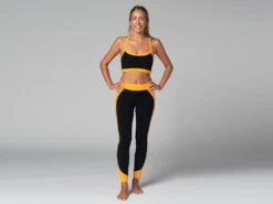 Legging De Yoga Bi-colore - Bio Noir Et Safran Noir XS - 36 -Boutique De Yoga legging de yoga bi colore bio 1635849691618115db56771