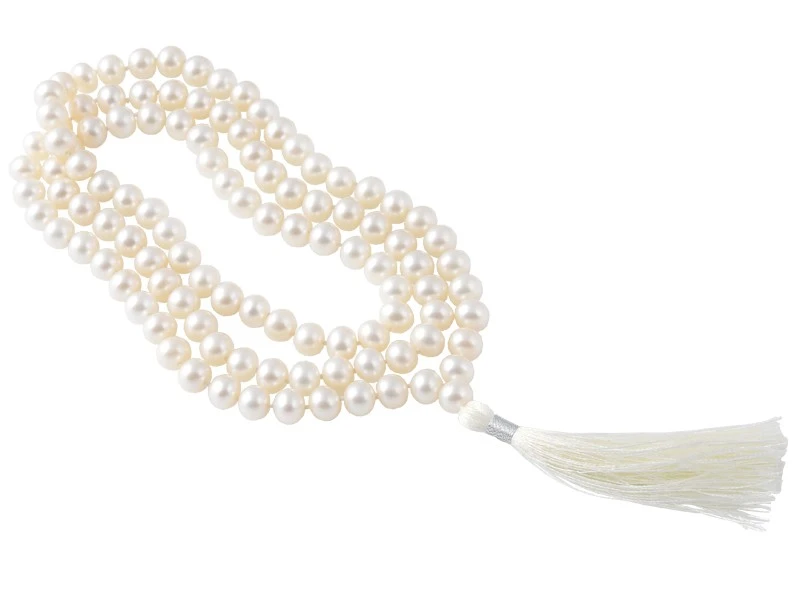 Mala 108 Perles Blanches Naturelles - 8mm 1 Mala 108 Perles Blanches Naturelles - 8mm