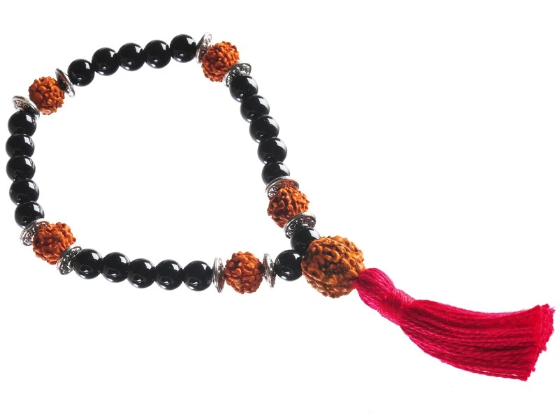 Mala 27 Perles Onyx & Rudraksha 1 Mala 27 Perles Onyx & Rudraksha