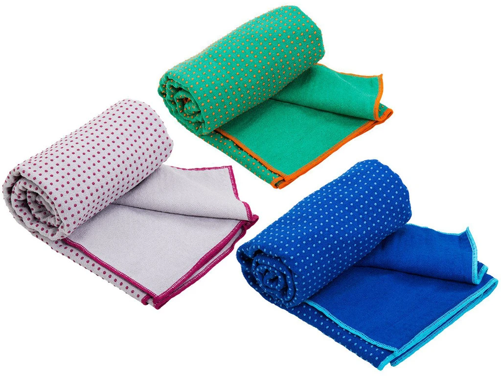 Serviette De Yoga Anti-dérapante Bicolore - 183cmx 61cm Gris/Aubergine 2 Serviette De Yoga Anti-dérapante Bicolore - 183cmx 61cm Gris/Aubergine – Image 2