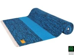 Tapis De Yoga Taj 100% Coton Bio - 2 M X 66 Cm X 5mm Bleu/Noir