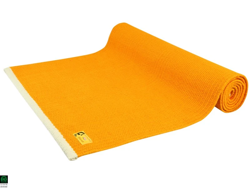 Tapis De Yoga Taj 100% Coton Bio - 2 M X 66 Cm X 5mm Orange Safran 1 Tapis De Yoga Taj 100% Coton Bio - 2 M X 66 Cm X 5mm Orange Safran